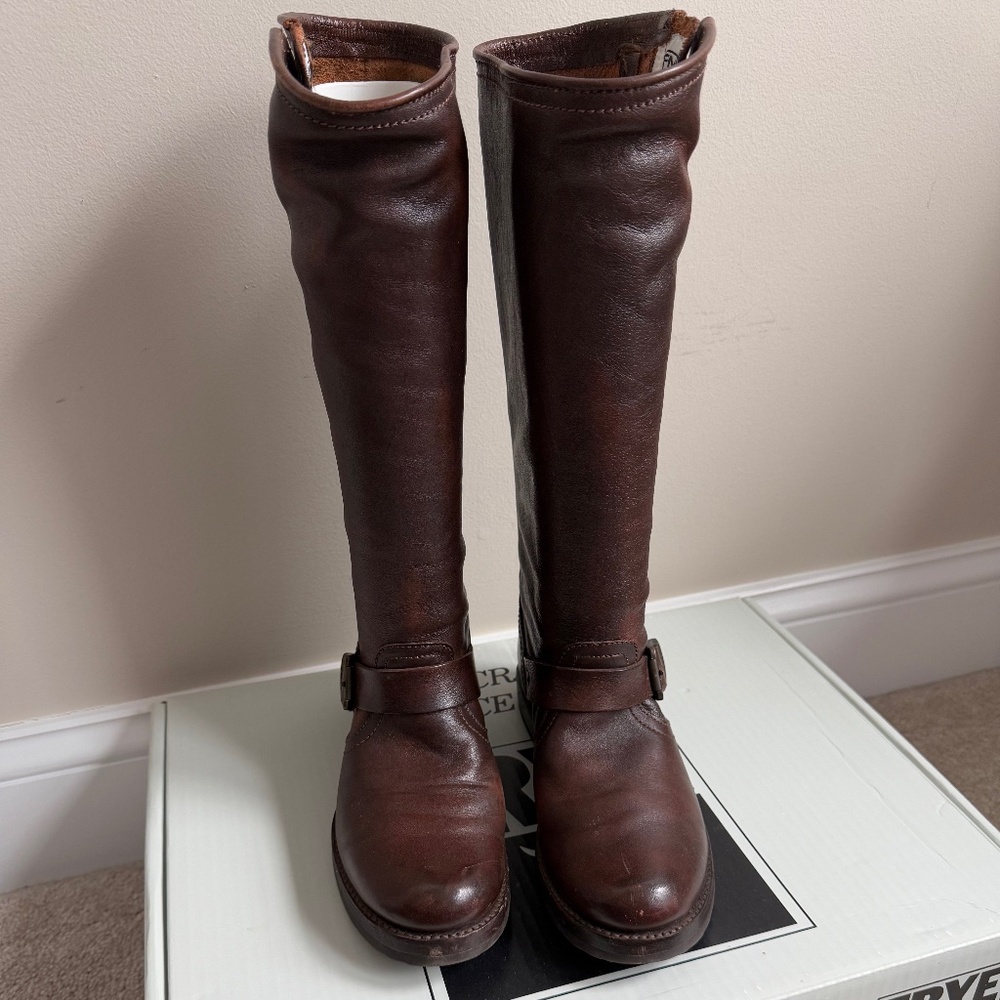 Frye Women's Veronica Slouch Dark Brown Leather Boots - size 6.5